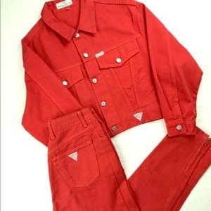 Vintage Guess Red Denim Set